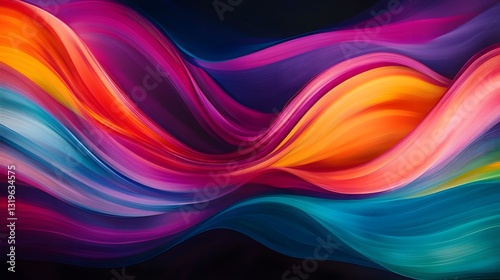 Abstract colorful flowing curved lines with vibrant blended hues