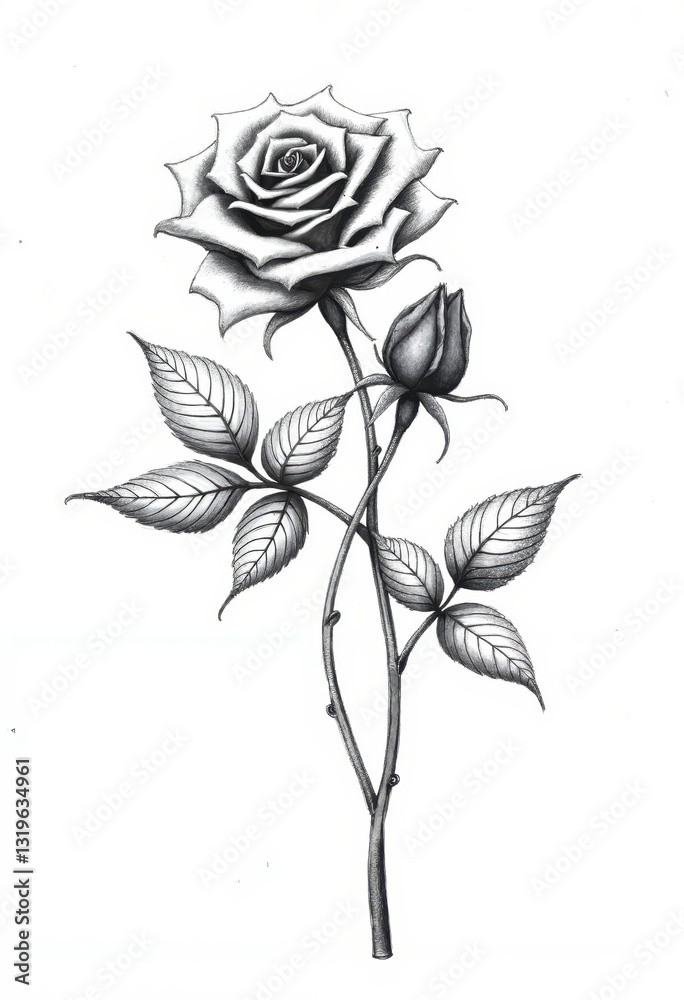 Obraz premium a black and white drawing of a rose