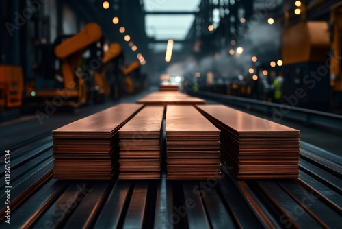 Copper cathodes stacked and ready for processing in metal plant