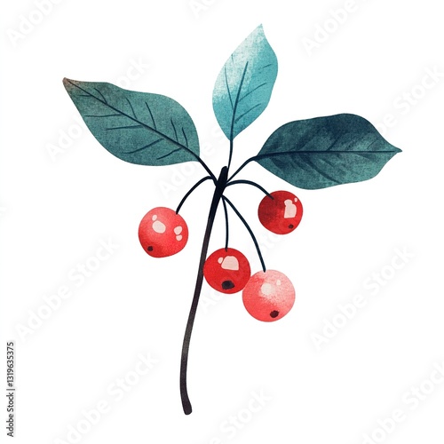 Juicy Cherry with a Green Leaf Isolated on a Clean White Background for a Simple and Elegant Visual