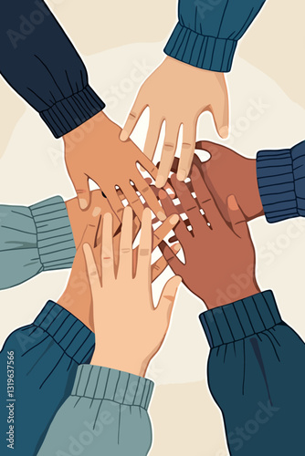 Individuals Escaping Mobile Phone Dependency, Embracing Real Life Connection, Hand in Hand, United Community Vector Graphic, Digital Detox, Social Wellbeing Concept