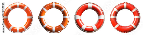Life buoy Isolated on transparent background, PNG, Set of photo
