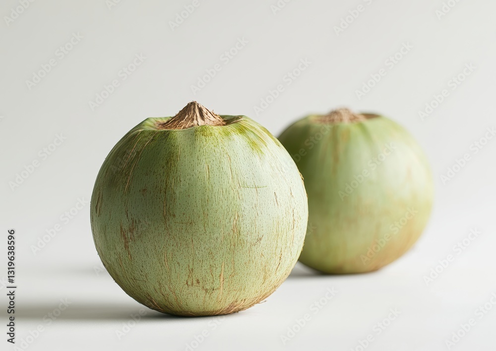 Fototapeta premium Fresh and Natural Green Fruit on Minimalist Background for Healthy Eating and Culinary Uses Emphasizing Organic Lifestyle and Natural Beauty