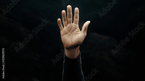 Hand reaching upward against a dark background representing hope and resilience in challenging times