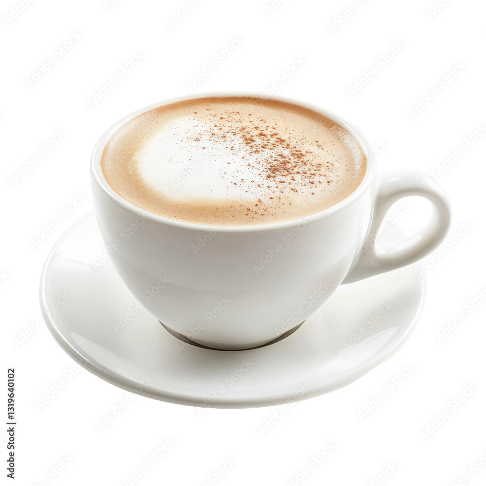 Aromatic Cappuccino Coffee Drink in White Cup and Saucer Aromatic Cappuccino Coffee Drink in White Cup and Saucer