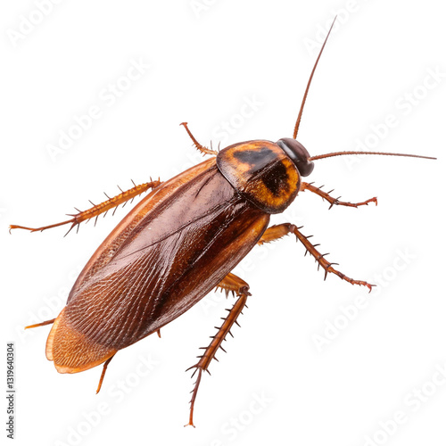 Macro photography of a cockroach isolated on transparent background