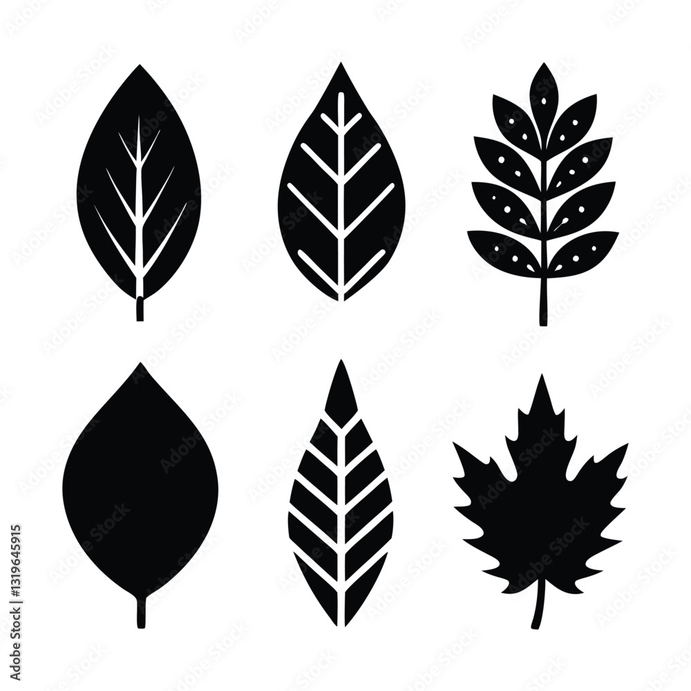 Leaf icon set with nature-inspired vector illustrations Leaf icon set with nature-inspired vector illustrations