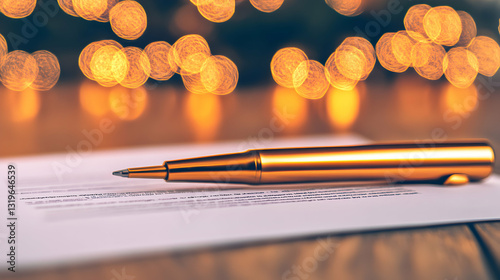 Golden Pen on Contract: Signing Agreement, Completing Deal, Securing Future,  Successfully.