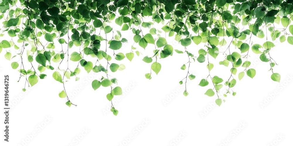 Vibrant Green Canopy: Delicate leaves cascade downwards, creating a refreshing canopy effect, conveying freshness, purity, and the essence of life. Vibrant Green Canopy: Delicate leaves cascade downwards, creating a refreshing canopy effect, conveying freshness, purity, and the essence of life.
