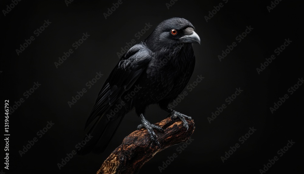 Fototapeta premium A black bird is perched on a branch