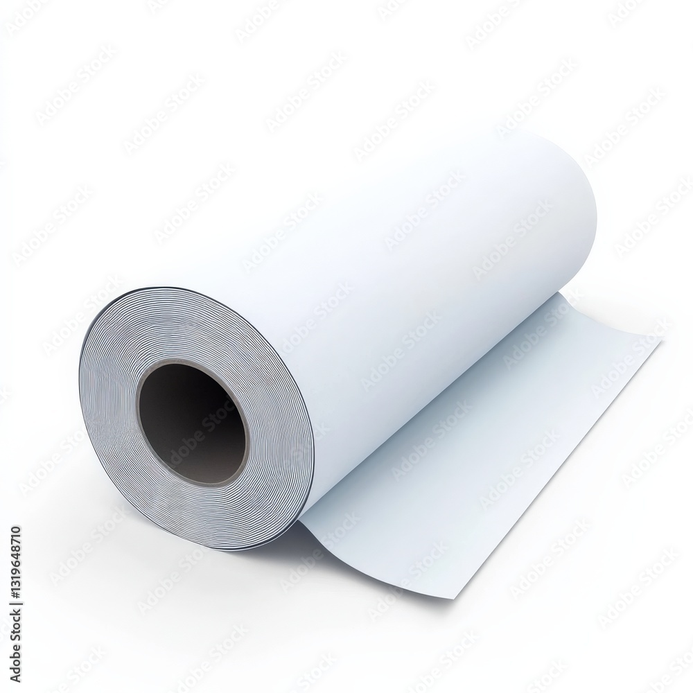Realistic 3D office paper roll on white background Realistic 3D office paper roll on white background