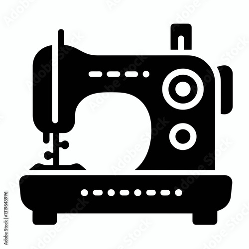 Sewing Machine silhouette in black on a white background