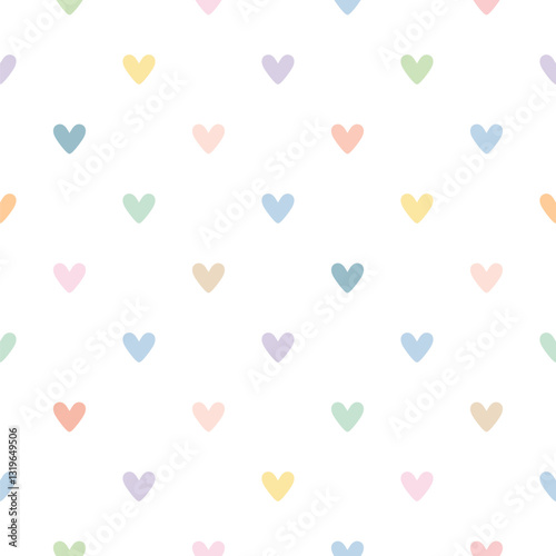 Pastel Heart Pattern Background, Kawaii Style