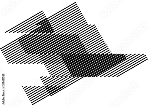 Modern striped pattern of thin black parallel lines on a white background. Abstract black and white vector background for covers, advertising, interior. design element. Striped broken triangles