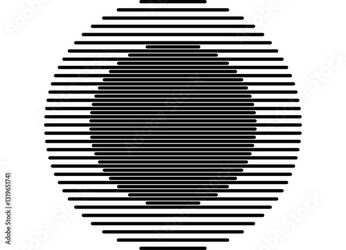 Striped circle. Black and white pattern of black parallel lines on a white background. Vector design element in retro style for covers, advertising, interior, typography.  wall art