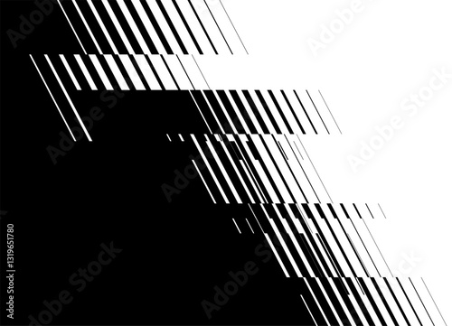 Modern oblique striped pattern of parallel lines with a transition from black to white. Abstract black and white vector background for covers, advertising, interior. design element.