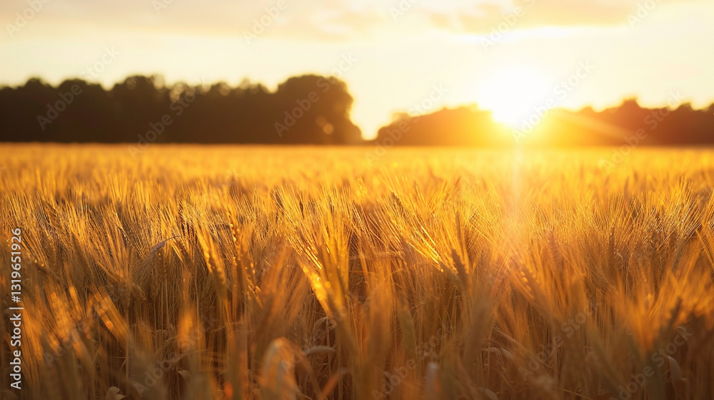 Fototapeta premium A sprawling golden wheat field rippling in the warm wind.