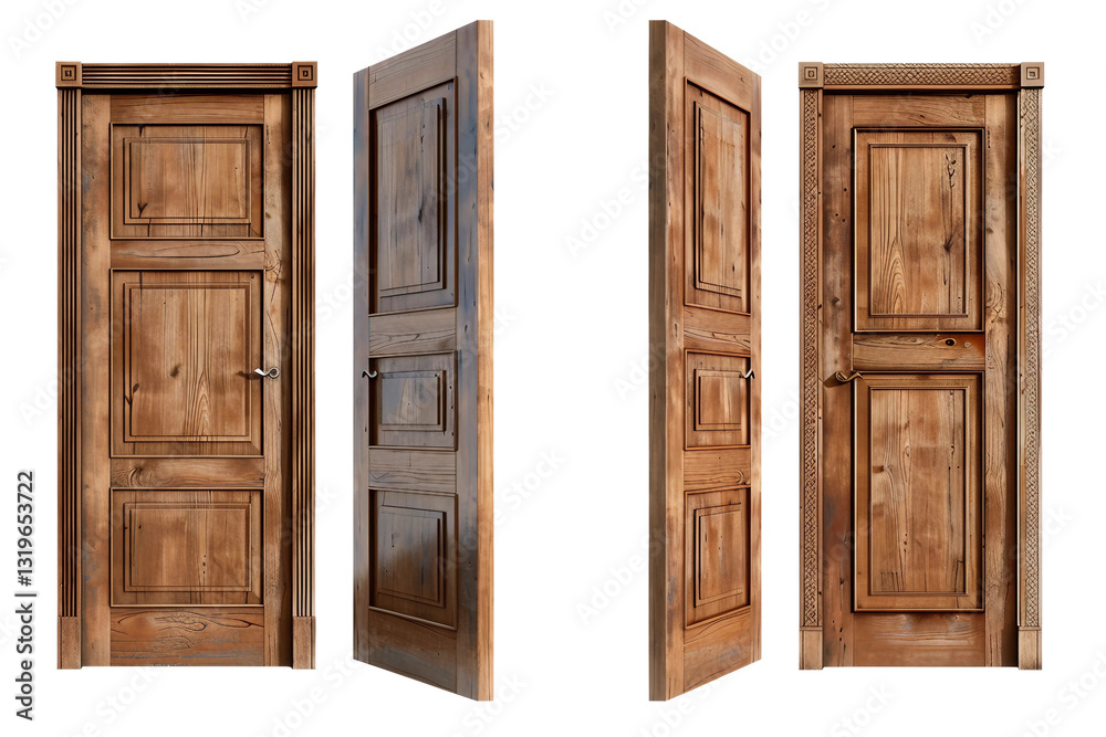 Wooden Door Components for Opening and Closing at Home Isolated on Transparent Background Wooden Door Components for Opening and Closing at Home Isolated on Transparent Background