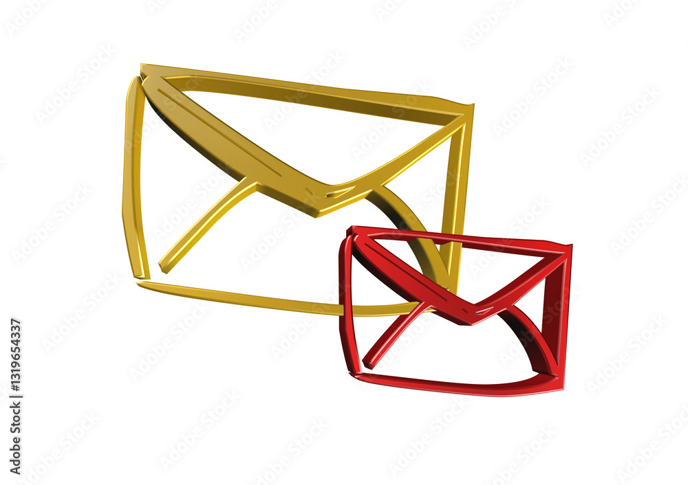 listy poczta, rysunek, ilustracja, 3d, symbol, projekt