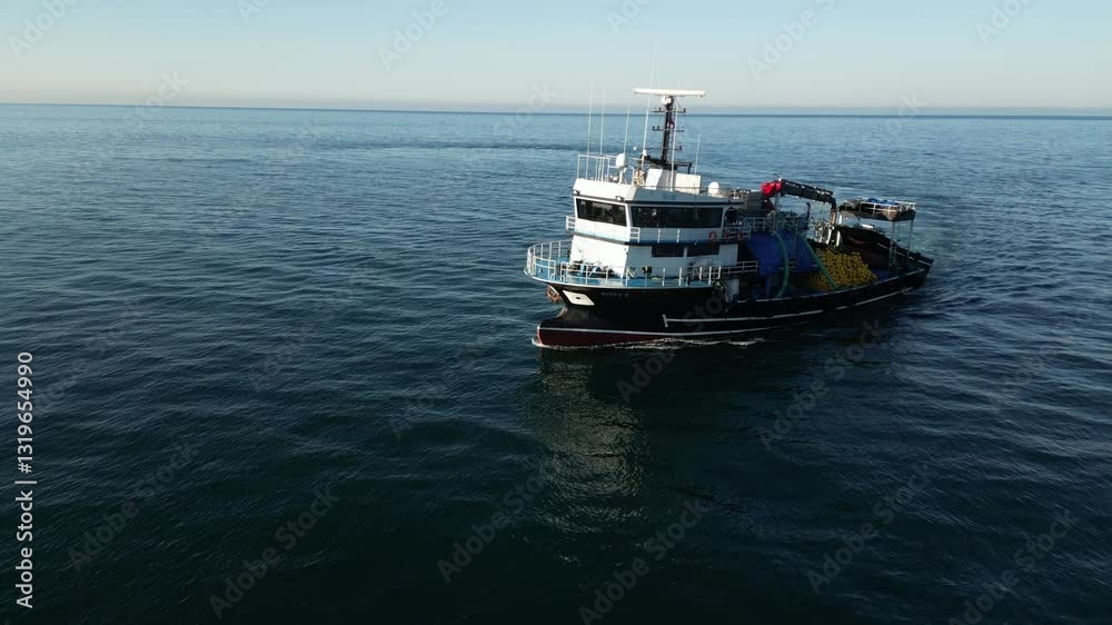 fishing vessels fishing in the Black Sea bird's-eye view, aerial photography fishing vessels fishing in the Black Sea bird's-eye view, aerial photography