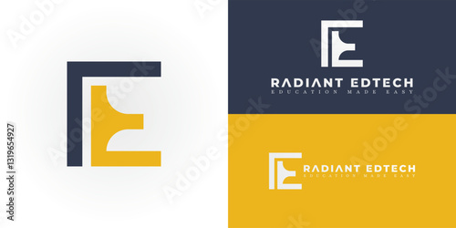 The logo offers a uniquely constructed RE initial, presented in a bold and geometric style perfectly tailored for the Education and Learning sector.