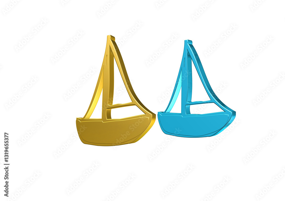 żaglówka, rysunek, ilustracja, 3d, symbol, projekt