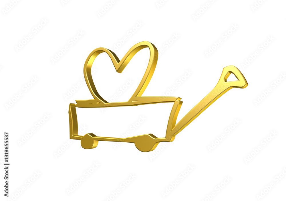 serce, wózek, rysunek, ilustracja, 3d, symbol, projekt