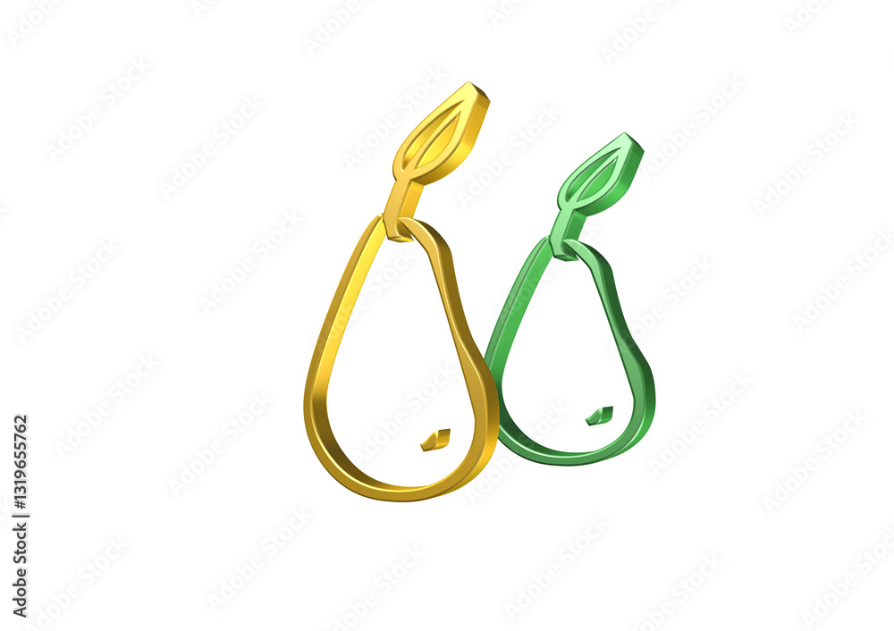 gruszki, owoc, rysunek, ilustracja, 3d, symbol, projekt