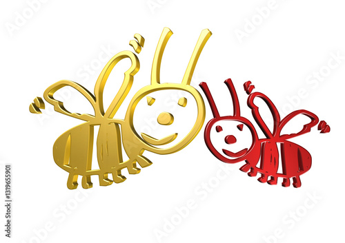 Obraz na płótnie pszczółka, owad, rysunek, ilustracja, 3d, symbol, projekt w salonie
