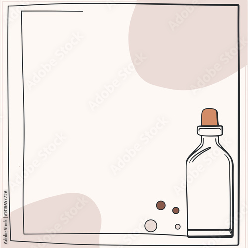 Minimalist spa background with essential oil bottle illustration