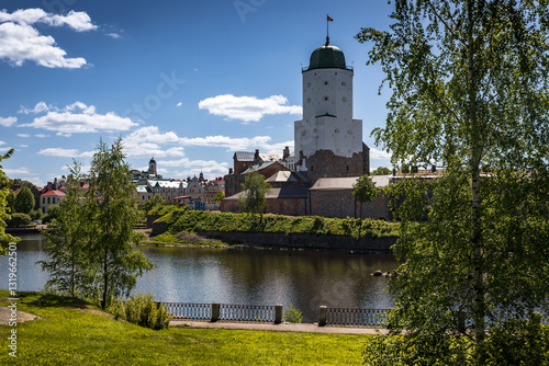 Vyborg Castle with St. Olaf's Tower in Vyborg on a clear summer day