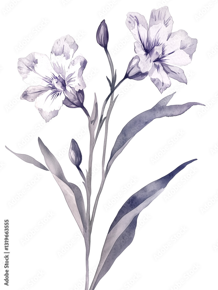 Obraz premium Elegant watercolor illustration of delicate purple flowers