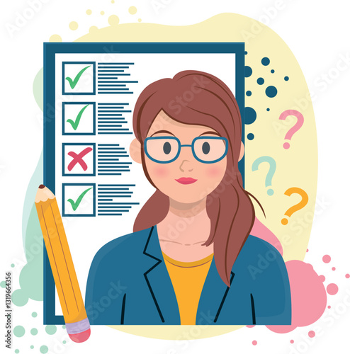 lady in front of a quiz 