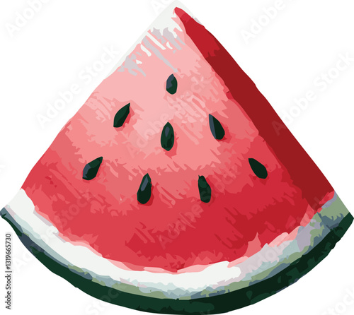 Watercolor vector illustration of a piece of a watermelon