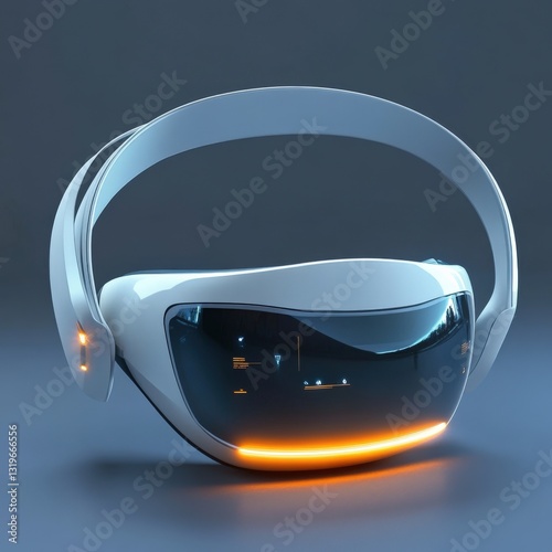 Futuristic 3D virtual meeting headset with sleek design