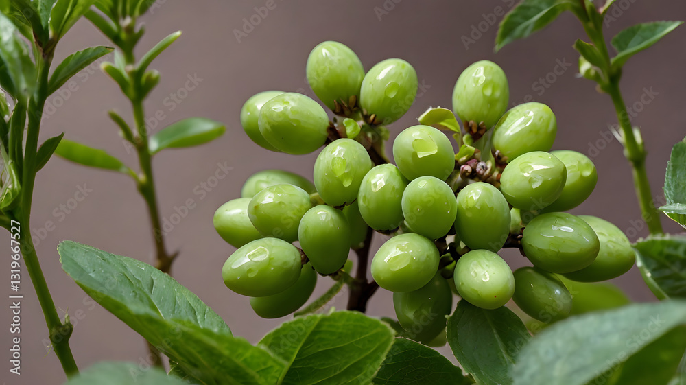 Cluster of Small Unripe Fruits on a Plant Cluster of Small Unripe Fruits on a Plant