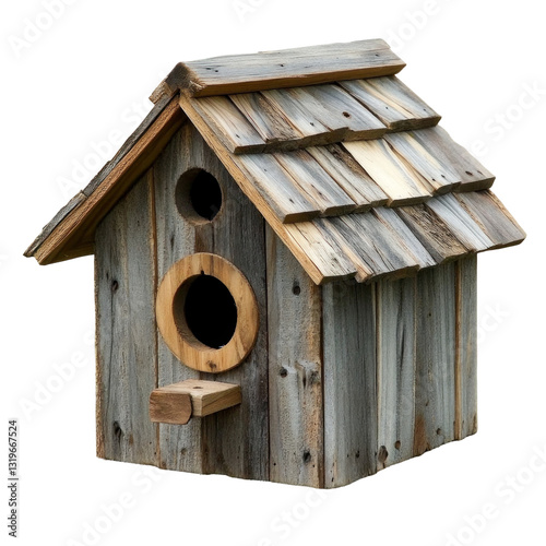 wooden birdhouse isolated on white