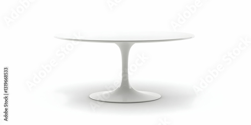 Sleek White Tulip Table, Modern Design, Elegant Minimalism, Perfect for Any Space.  Its circular top provides ample surface area.