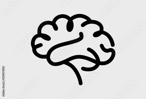 Minimalist one-line brain silhouette – hand-drawn logo design