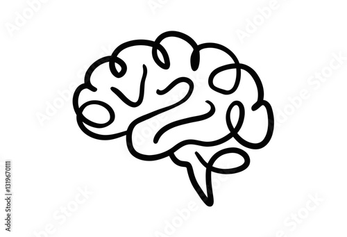 Minimalist one-line brain silhouette – hand-drawn logo design