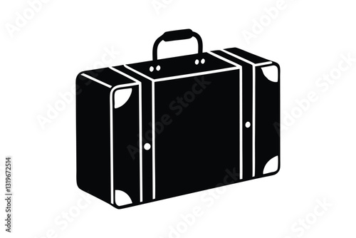 Silhouette of a suitcase with a handle vector art illustration.eps