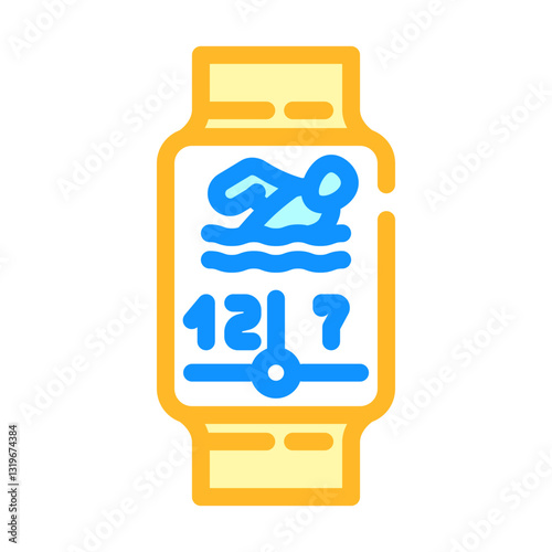 swimming fitness tracker display fitness technology color icon vector illustration