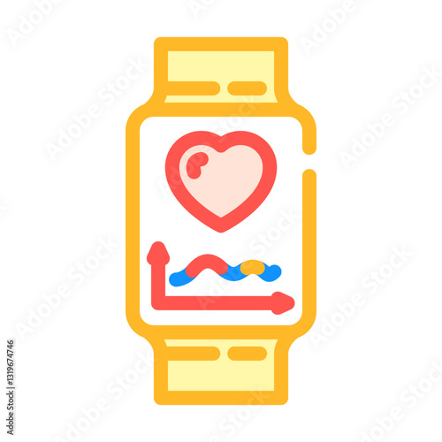 smartwatch heart wearable fitness color icon vector illustration