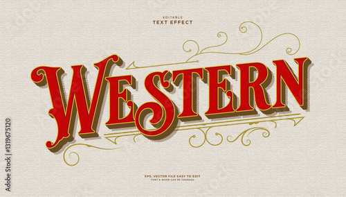 Western text victorian style, editable text effect vintage