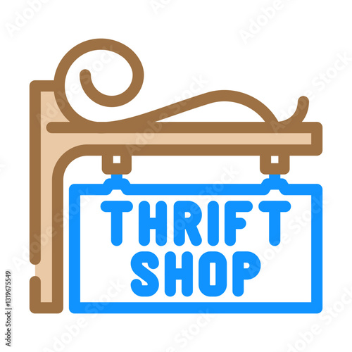 secondhand store sign thrift driven fashion color icon vector illustration