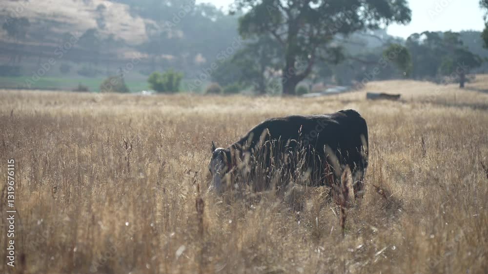 cows eating grass, livestock in a meadow, sustainable carbon neutral farming being practiced. regenerative raised cows in a field. agricultural technology innovation. cows eating grass, livestock in a meadow, sustainable carbon neutral farming being practiced. regenerative raised cows in a field. agricultural technology innovation.