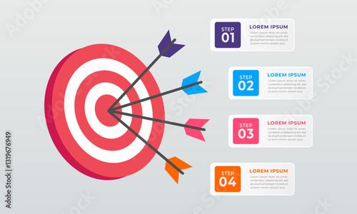 Target Infographic with 4 Steps