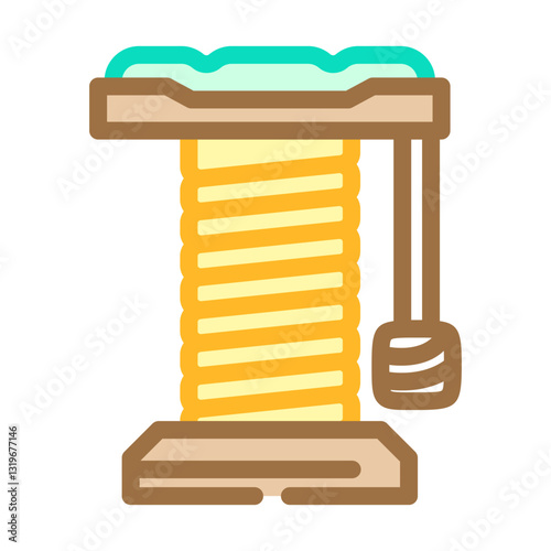 cat scratching post pet home color icon vector illustration
