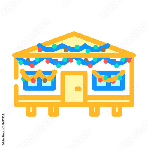 christmas lights mobile home color icon vector illustration
