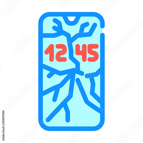 broken smartphone screen color icon vector illustration
